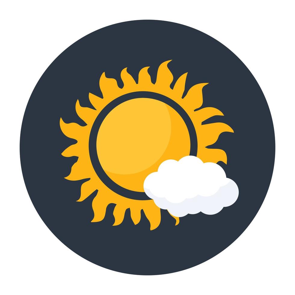 icono de concepto de clima mayormente soleado en diseño redondeado plano vector