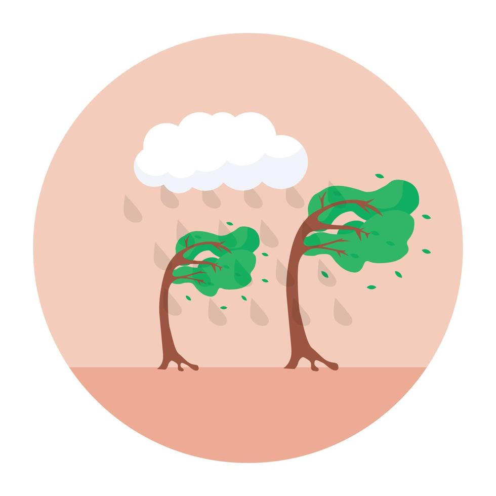 Cloud rain with trees showcasing rainforest icon vector