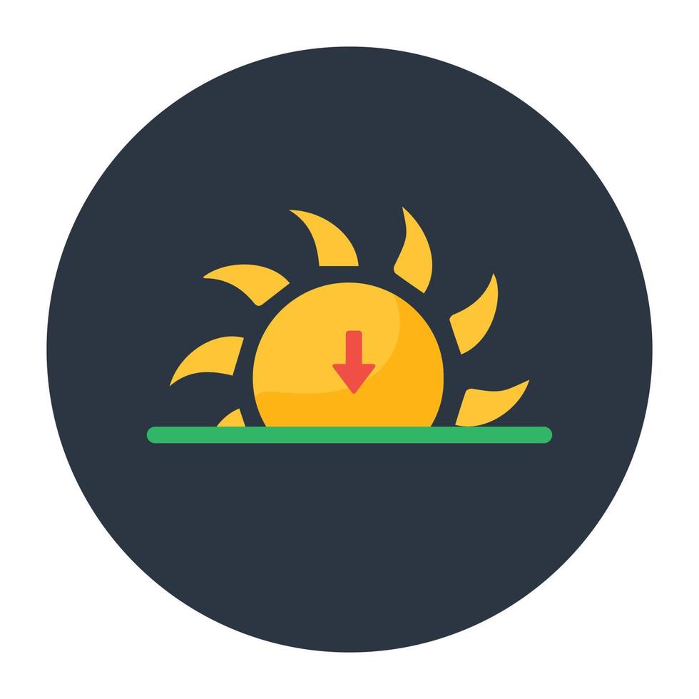 A beautiful scene of sunset icon, flat vector style