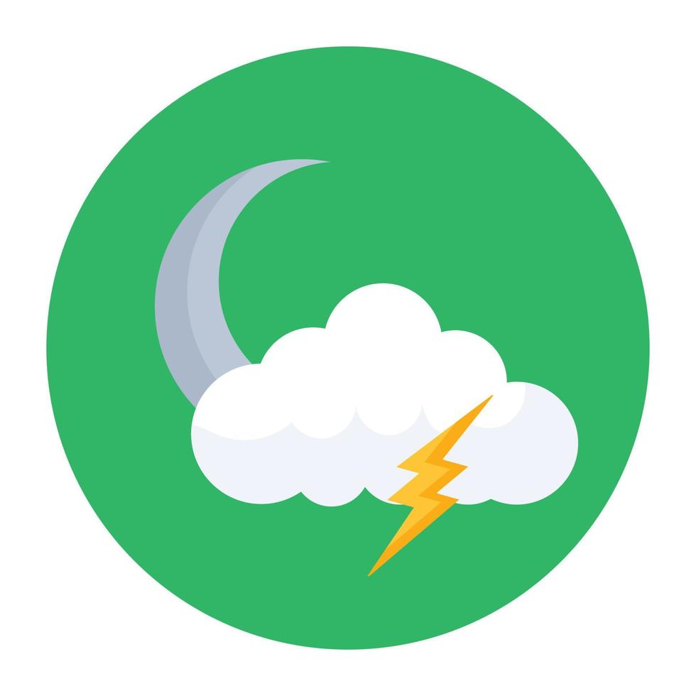 Moon with cloud and bolt symbolizing stormy night icon vector
