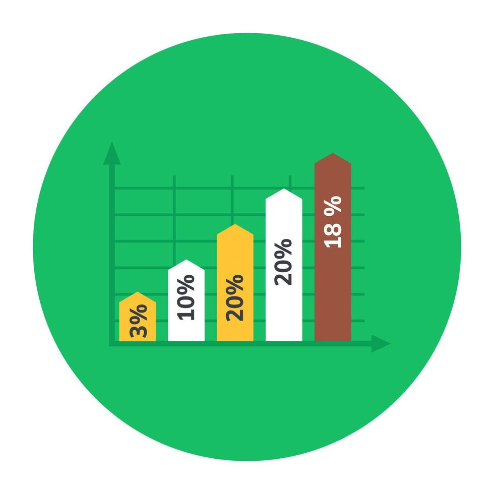 Data analytics, flat rounded icon of vertical chart vector