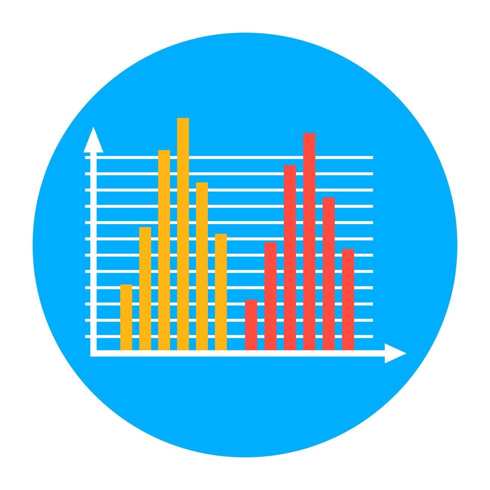 Data analytics, flat rounded icon of vertical chart vector