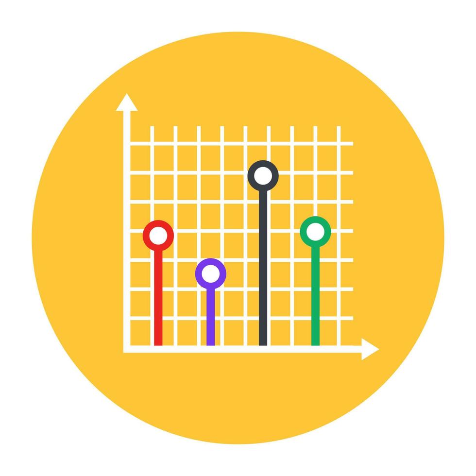 representación gráfica de datos, icono redondeado plano de gráfico de polilínea vector