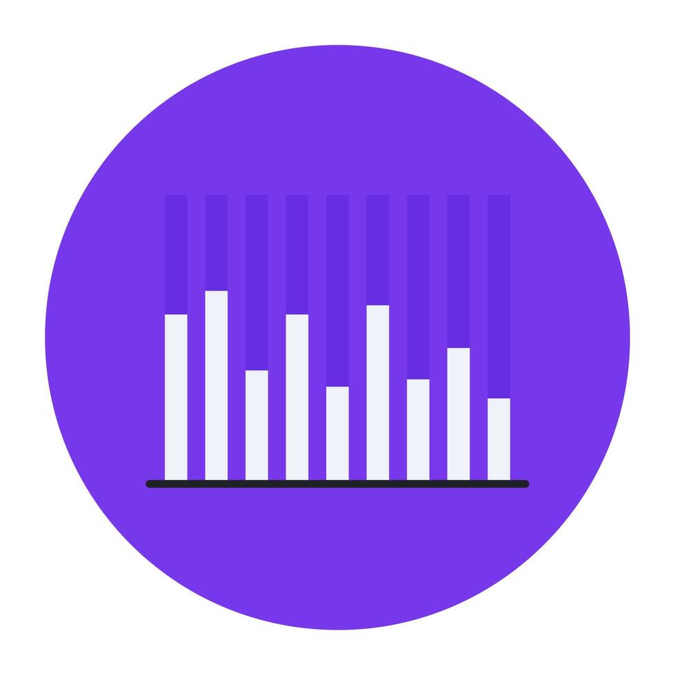 análisis de datos, icono redondeado plano de gráfico vertical vector