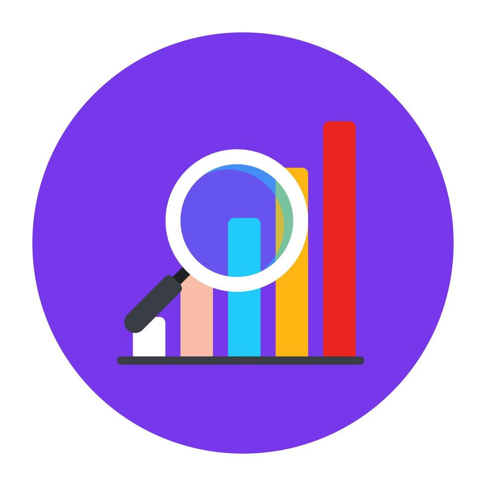 Data analytics, flat rounded icon of vertical chart vector