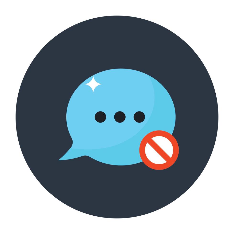 Message bubble with ban sign, icon of block chat vector