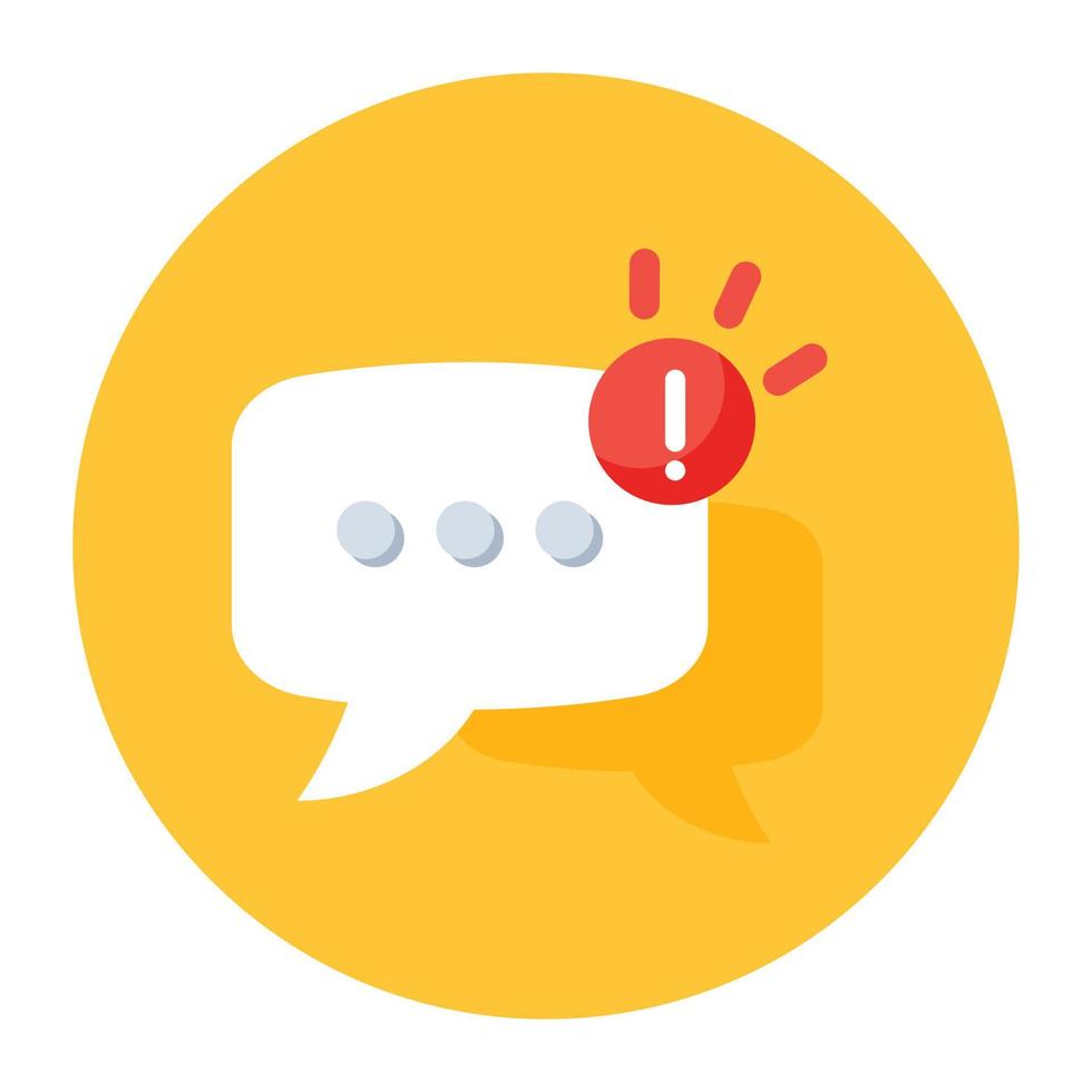 Exclamation mark with chat bubble showcasing message error icon vector