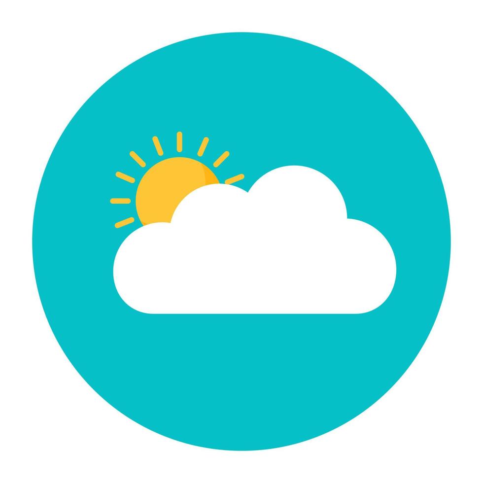 nube con sol que representa el clima en icono plano vector