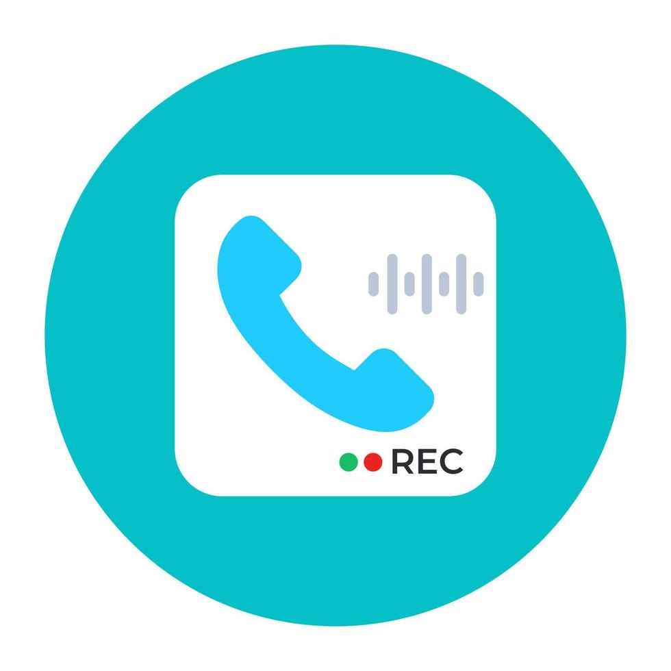 icono de grabación de llamadas en diseño plano vector