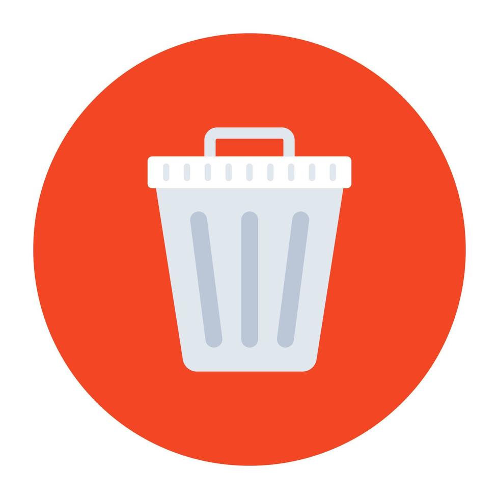 Icon of delete in flat style, trash bin vector