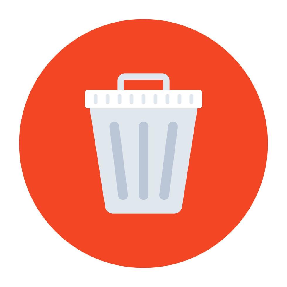 Icon of delete in flat style, trash bin vector