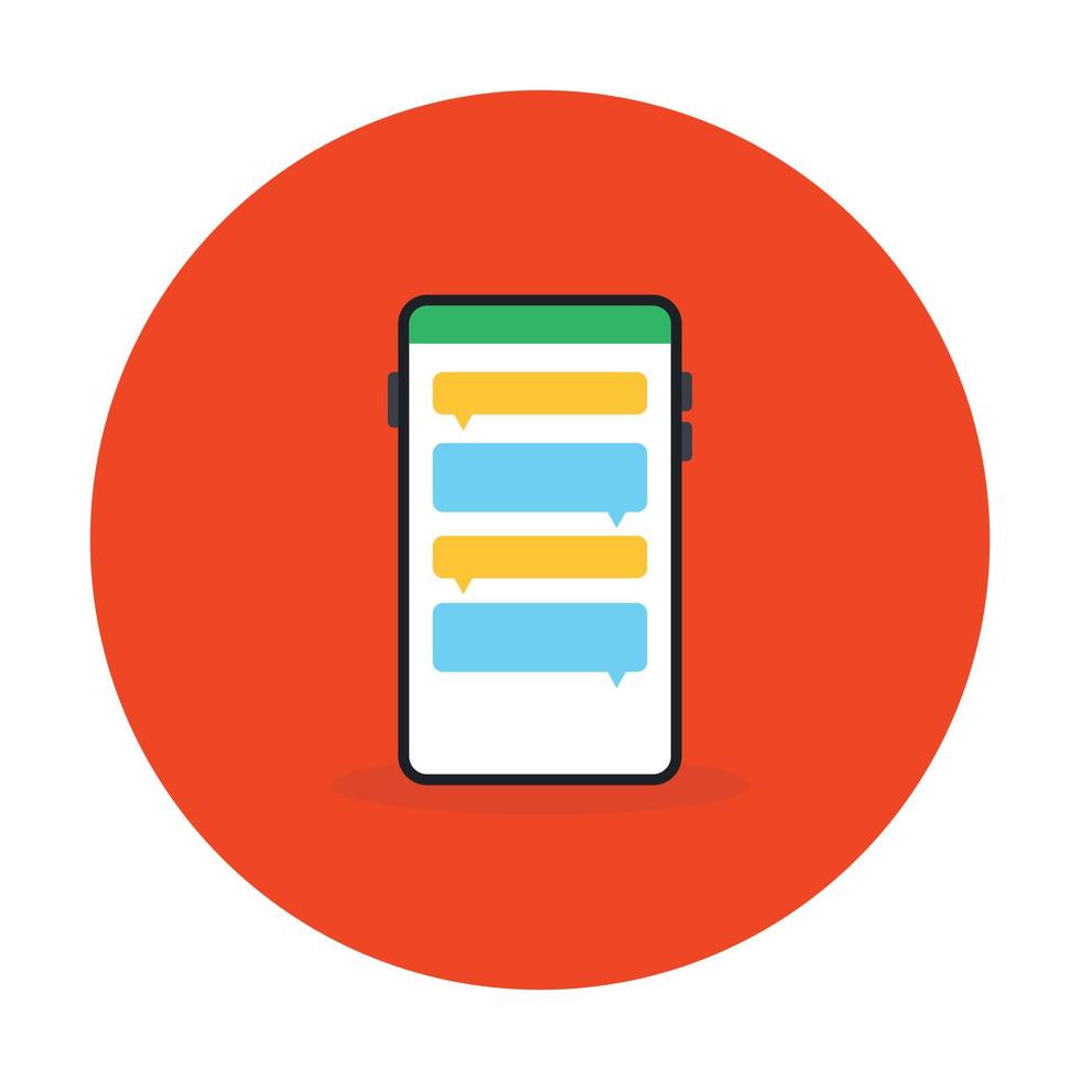 An icon design of mobile text in flat vector style