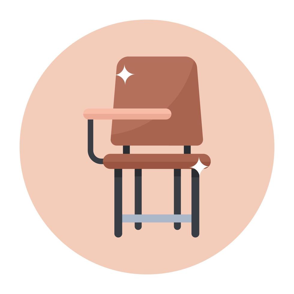 Classroom chair in modern flat rounded style vector