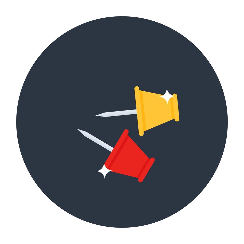 Paper pins, drawing pin concept in modern flat vector