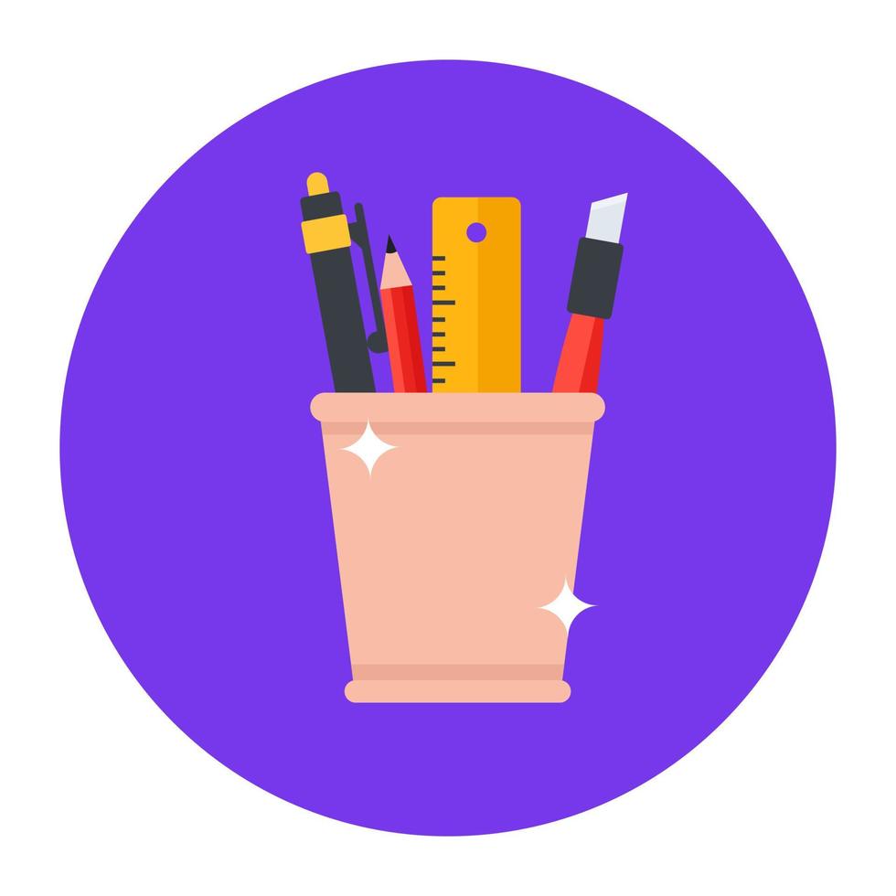 Pencil holder vector, icon of pencil case in editable style vector