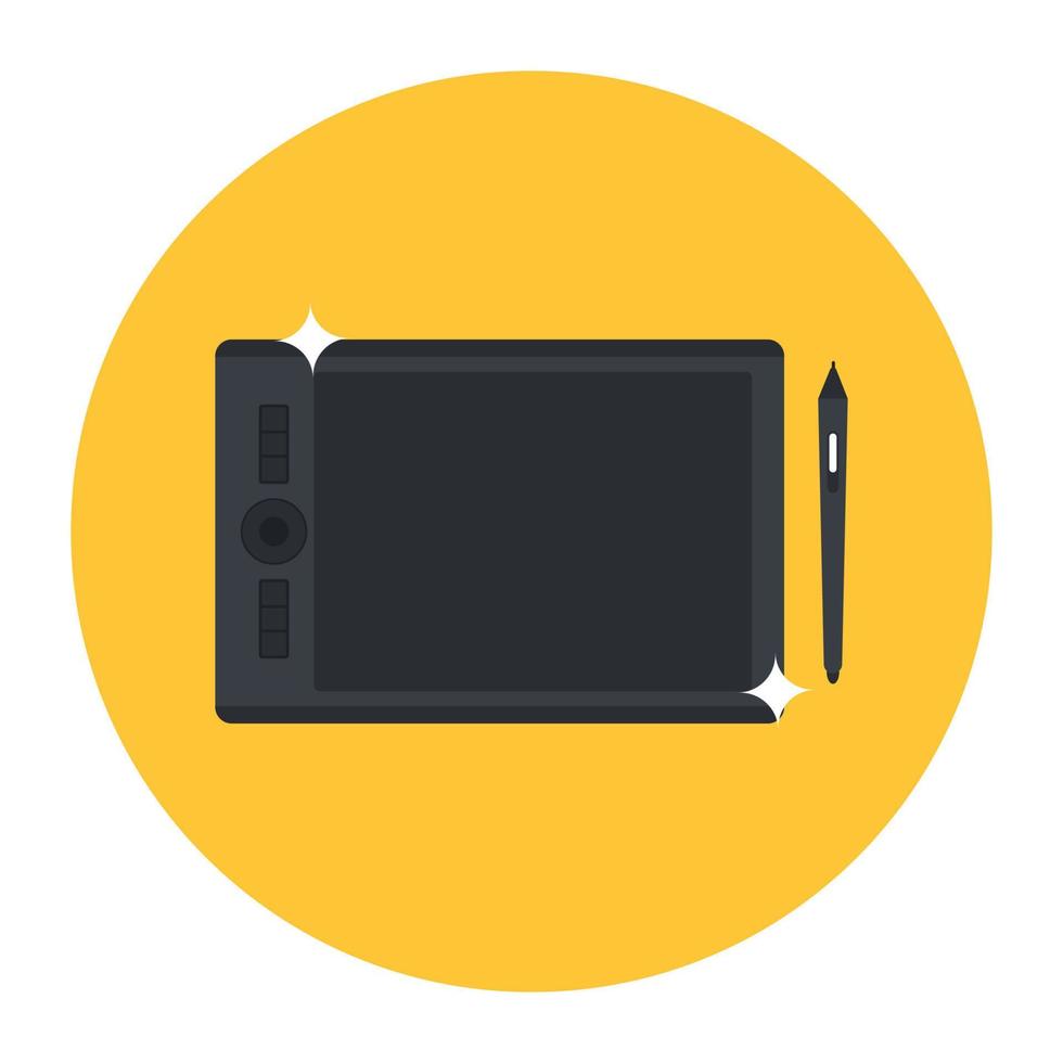 Graphic tablet icon in flat rounded style, digitizer vector