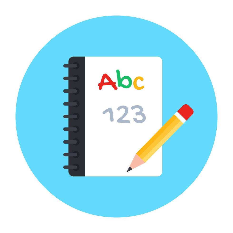 Educational book vector, flat rounded icon of study book vector