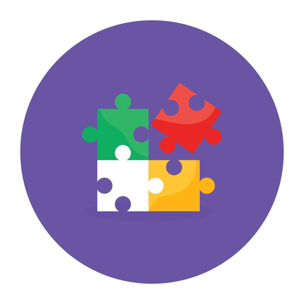 Concept of problem solving icon in flat style of jigsaw, puzzle pieces vector