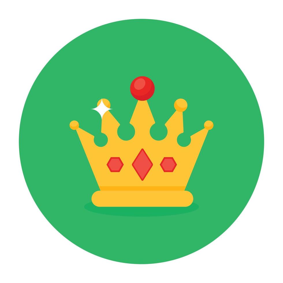 diseño de icono de corona que muestra estilo de tocado real, icono plano vector