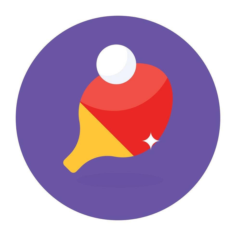 Icon of racket with ball, flat style of table tennis vector