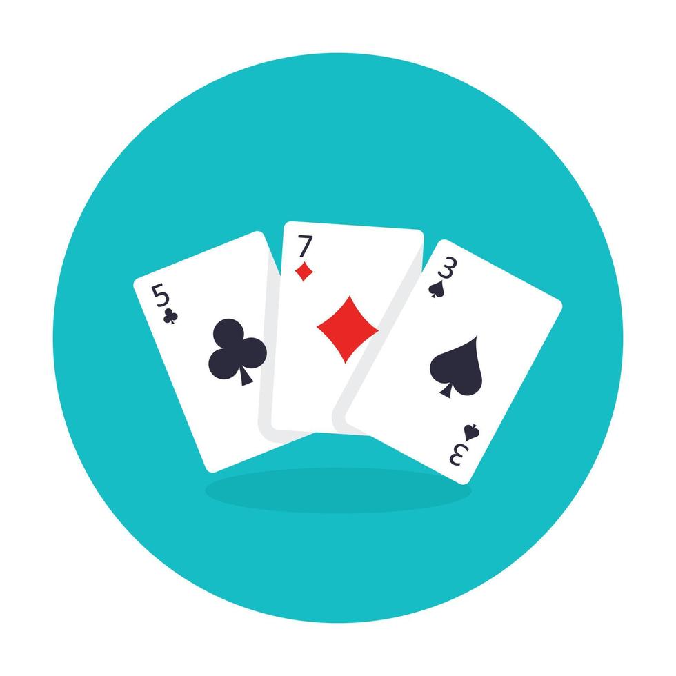 Flat rounded icon of a poker cards vector. vector