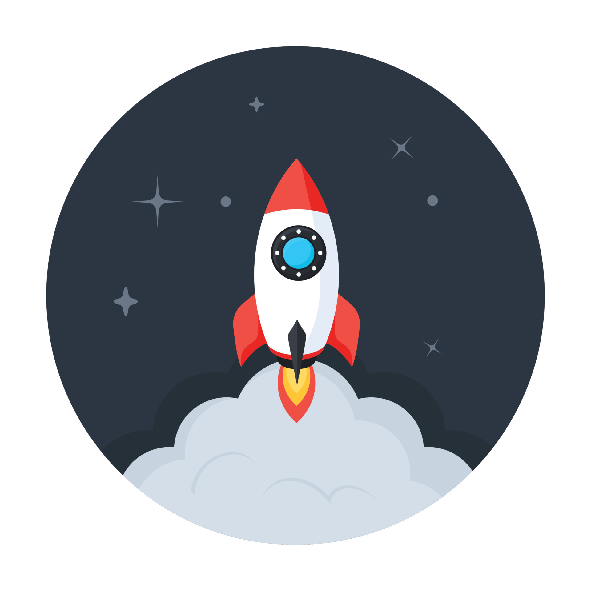 Missile, rocket launcher icon in flat design. 6747096 Vector Art at