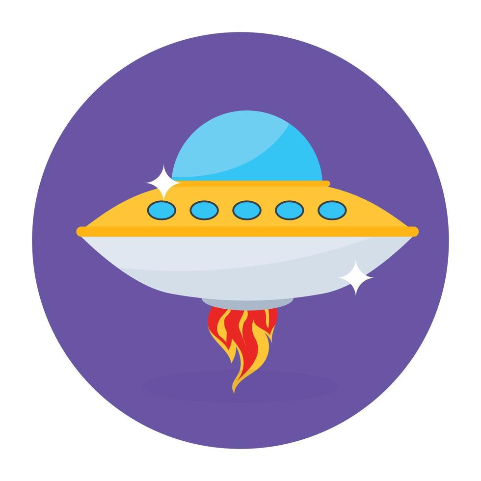 Spaceship icon in modern flat rounded style vector