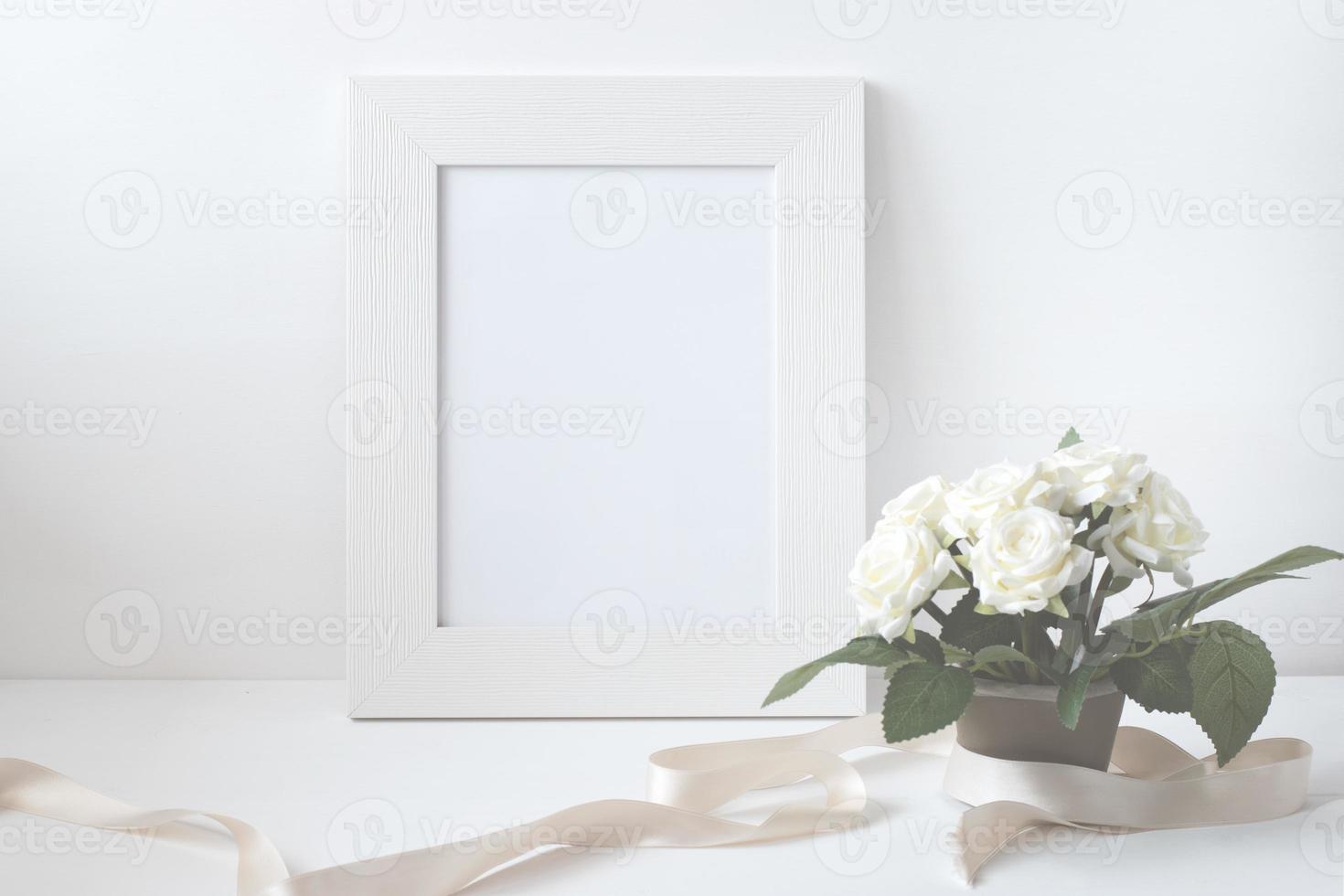 Picture Frame With Flower Bouquet. photo