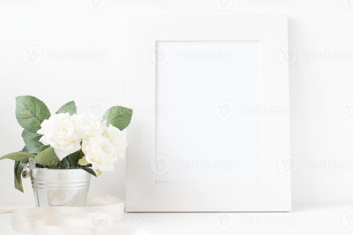 Picture Frame With Flower Bouquet. photo