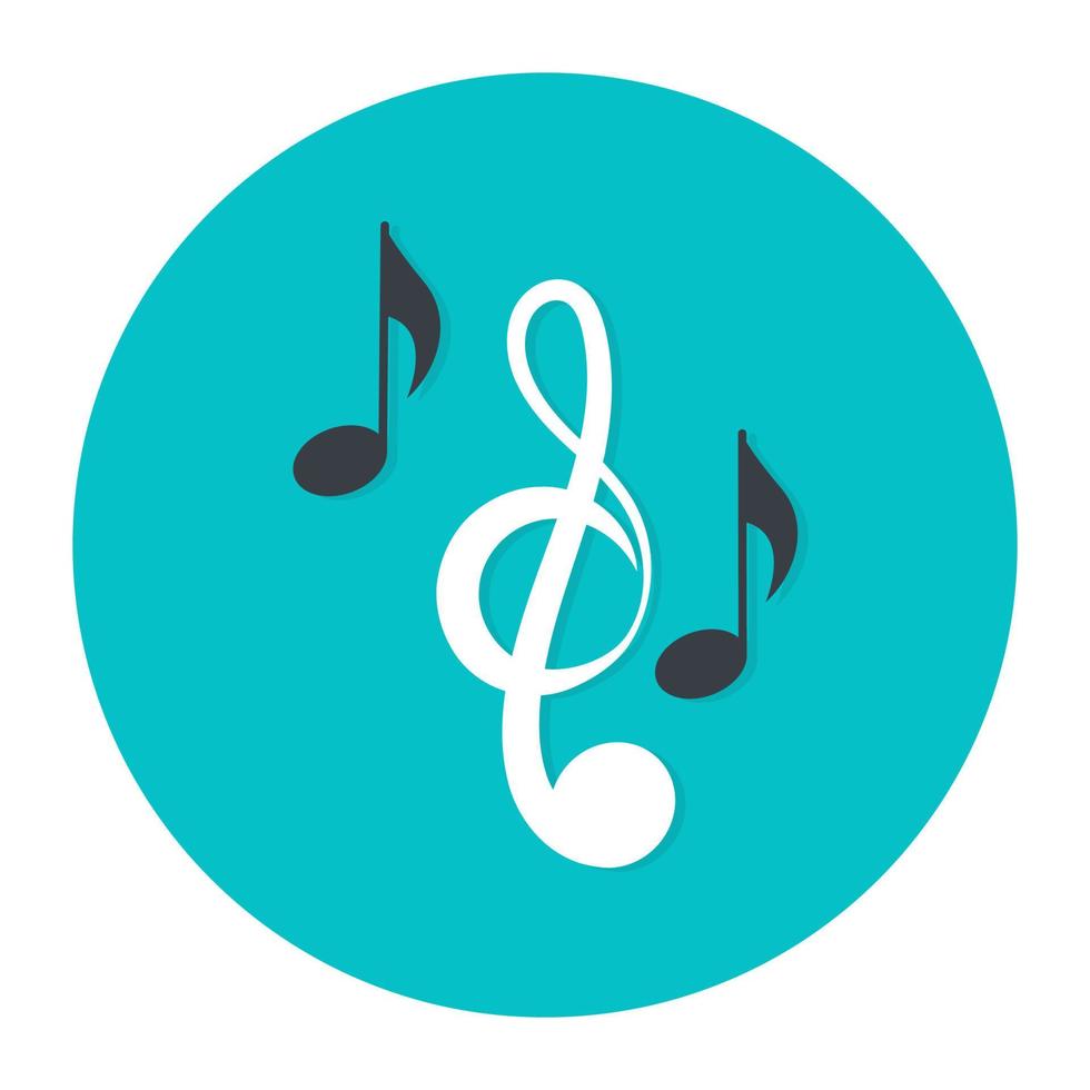 Flat rounded icon of music notes vector