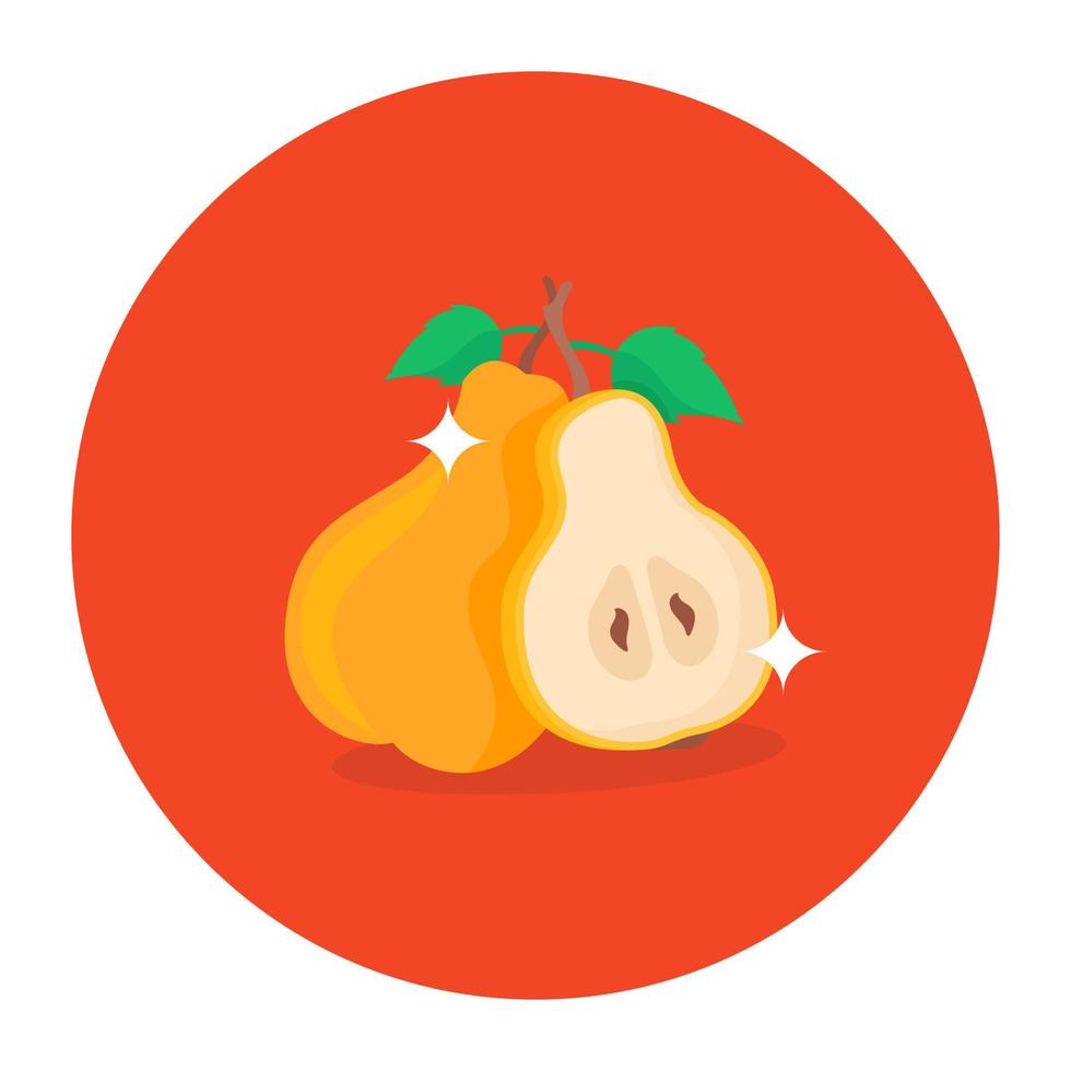 Flat rounded vector art of pear icon, organic fruit