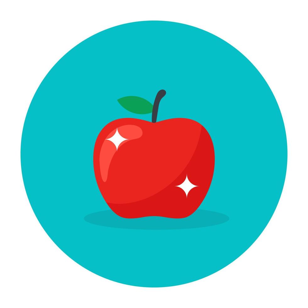 Healthy apple with leaf, flat vector design