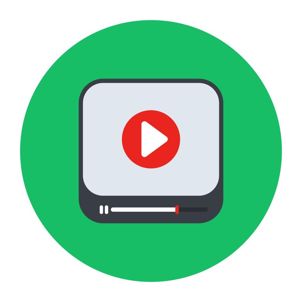 Video content icon, video streaming in flat style vector