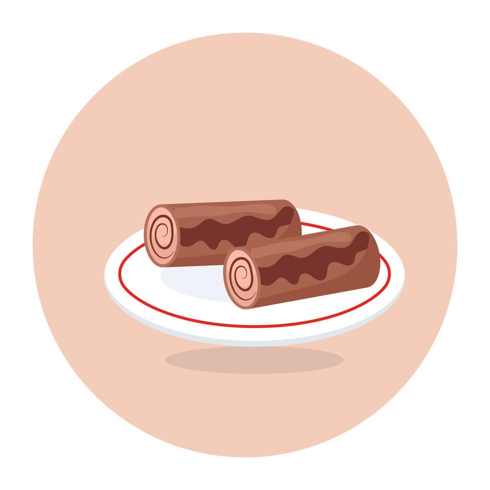 rollos suizos con relleno de crema, icono de moda de bizcocho en estilo editable vector