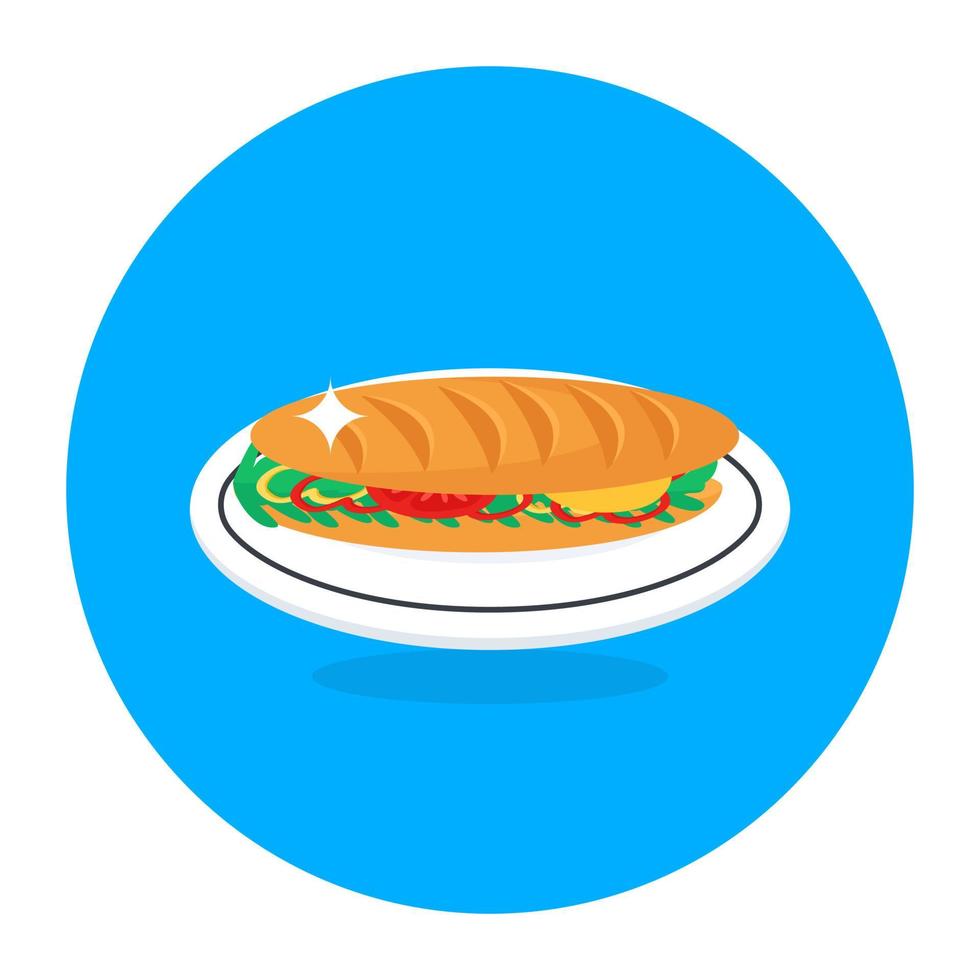 A vector of veggies burger in flat rounded style