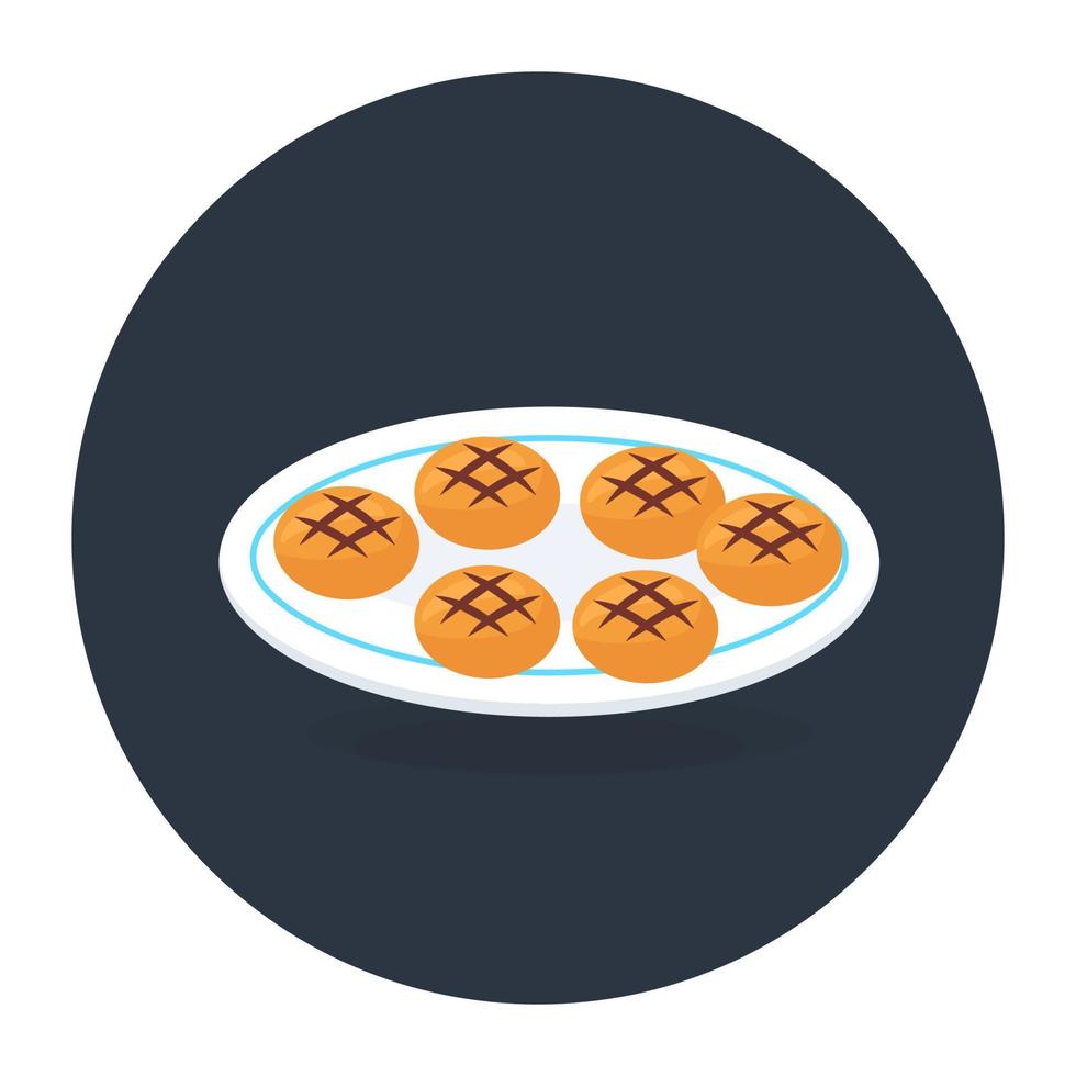 Sweet biscuit cookies flat rounded design icon vector