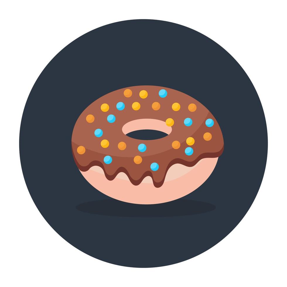 estilo de icono de donut de chocolate, artículo de confitería, vector