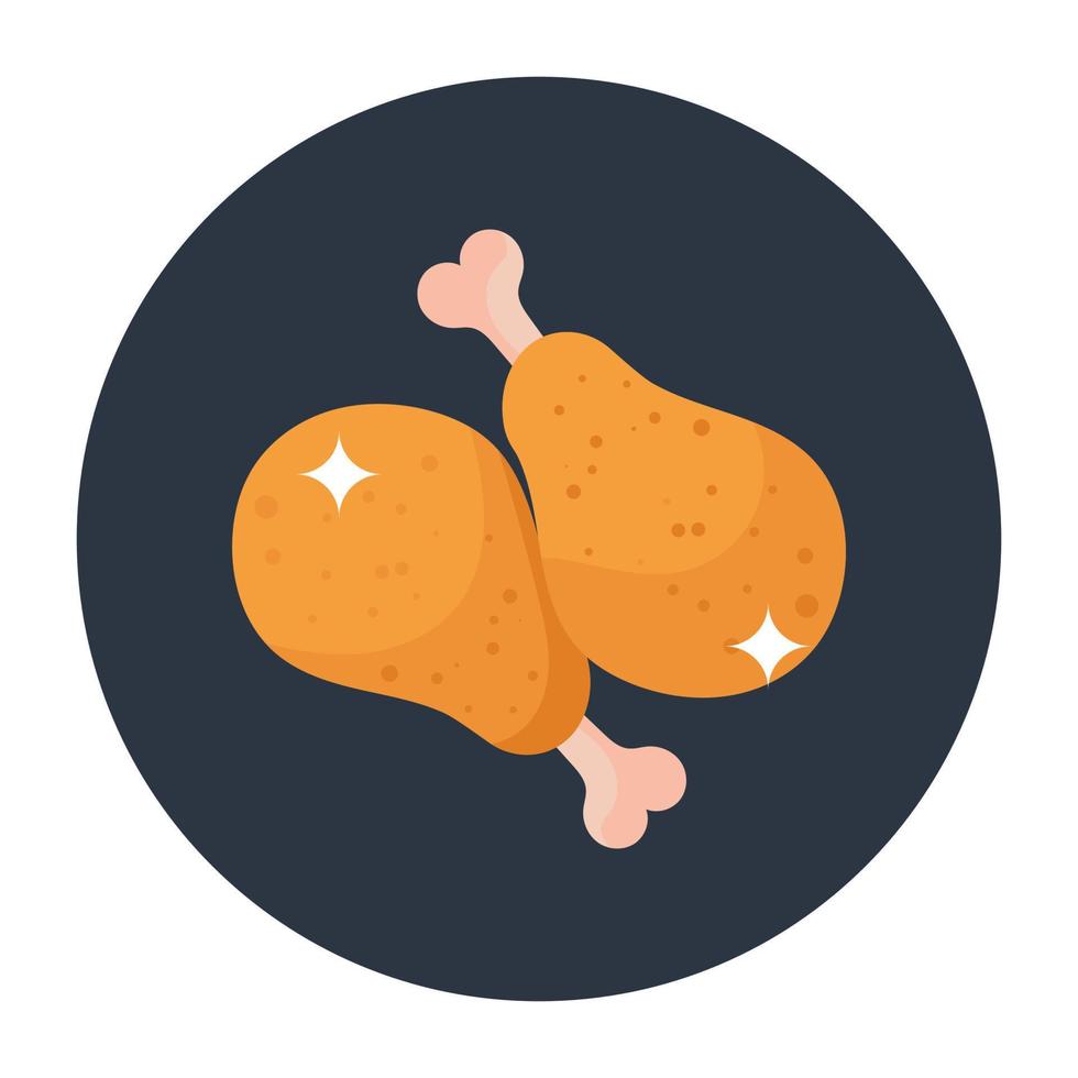 pieza de pollo, icono de vector redondeado plano de baquetas