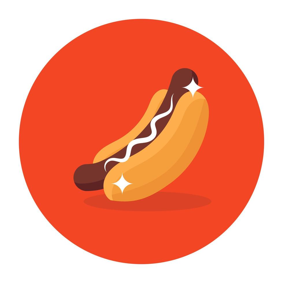 un vector de sándwich de hot dog en estilo redondeado plano
