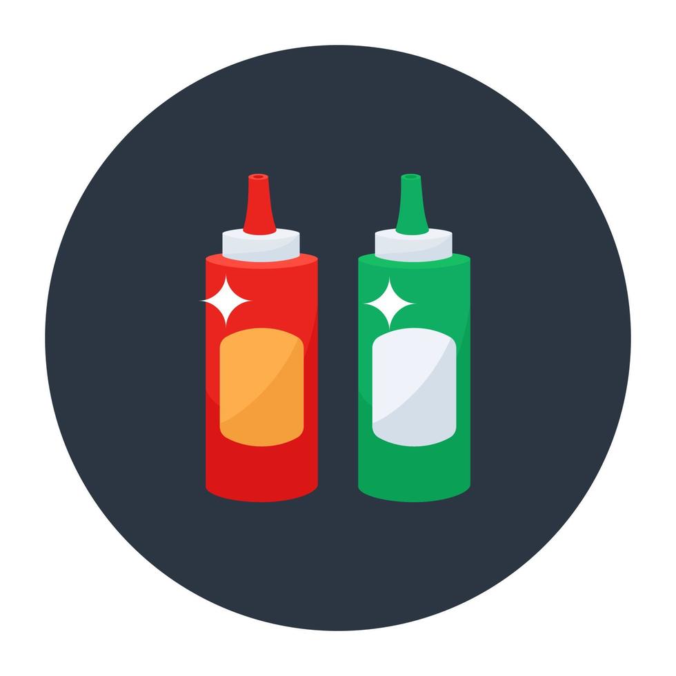 Squeezable bottle of flavour sauce in trendy flat style vector