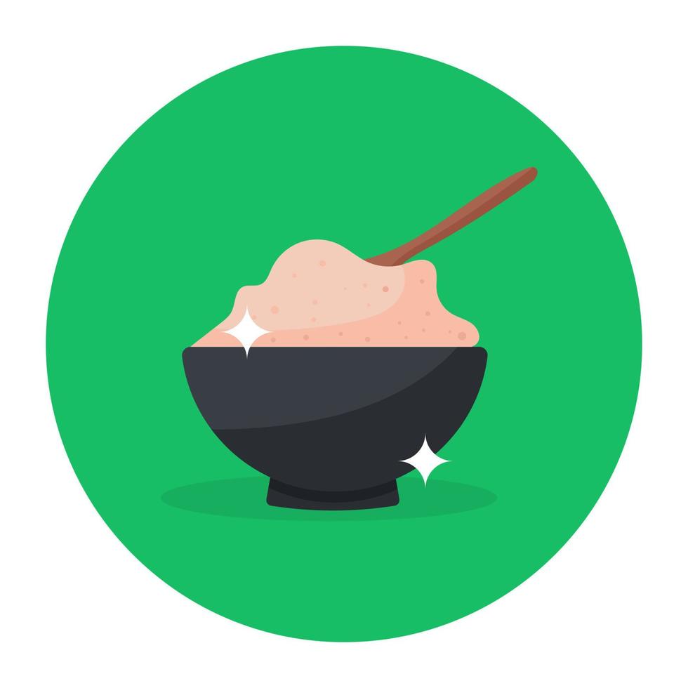 Rice bowl with spoon, icon design of boiled rice vector