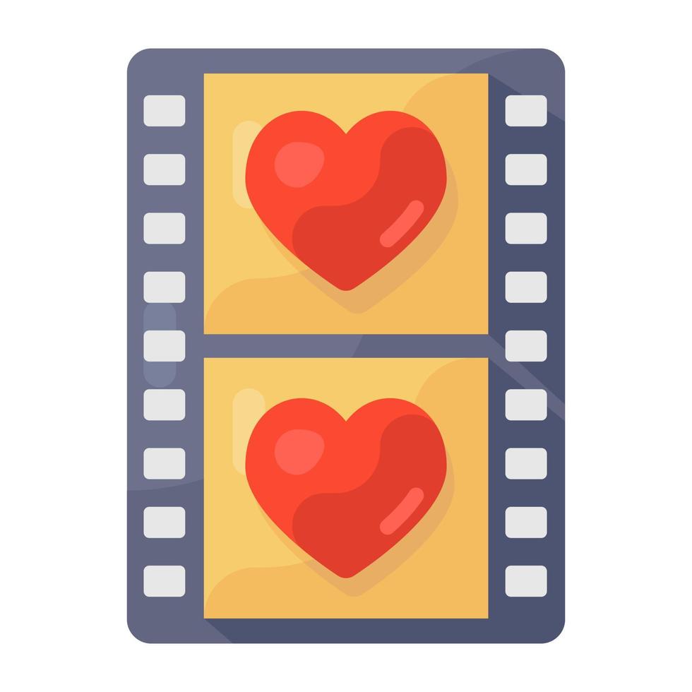 Marriage filmstrips, flat icon of romantic movie vector