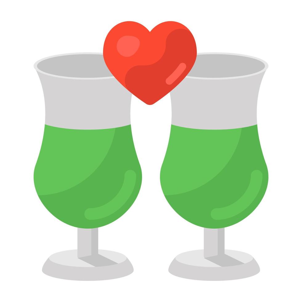 Celebrating marriage ceremony, flat icon of wedding drinks vector