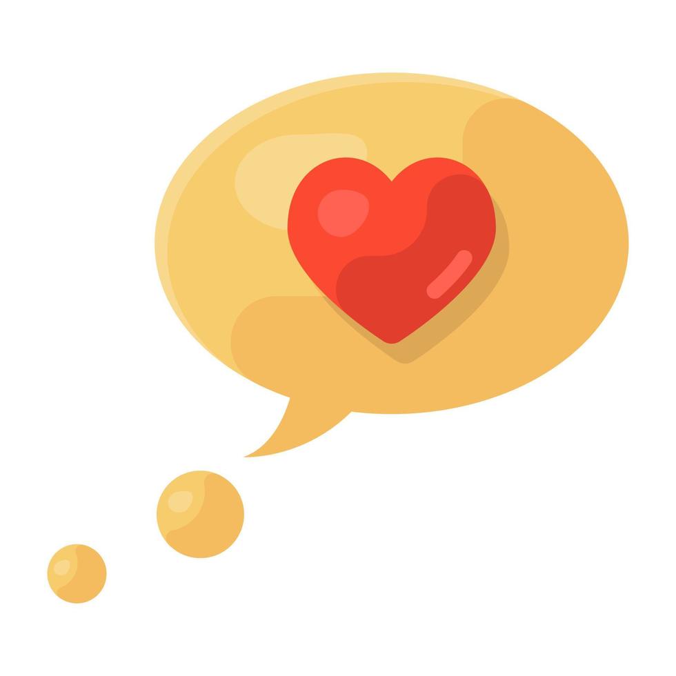 Valentine chat icon in flat style, romantic speech vector