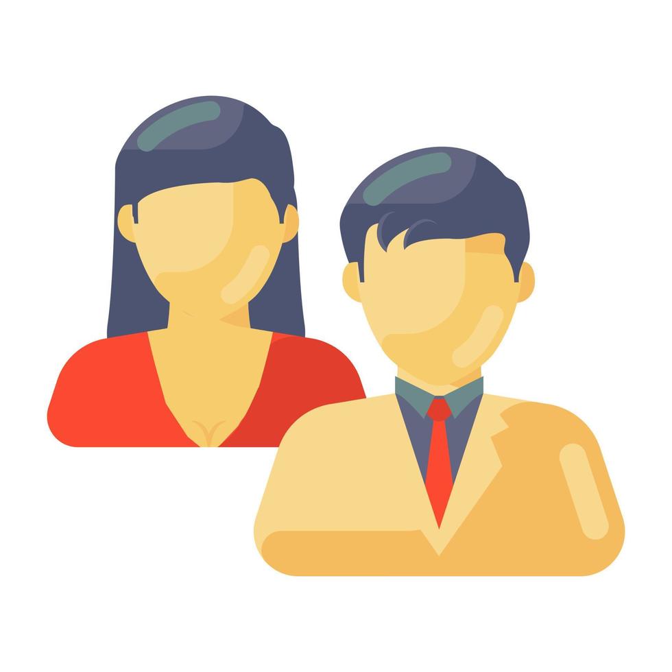 Bride and groom avatar, romantic couple icon in flat design vector