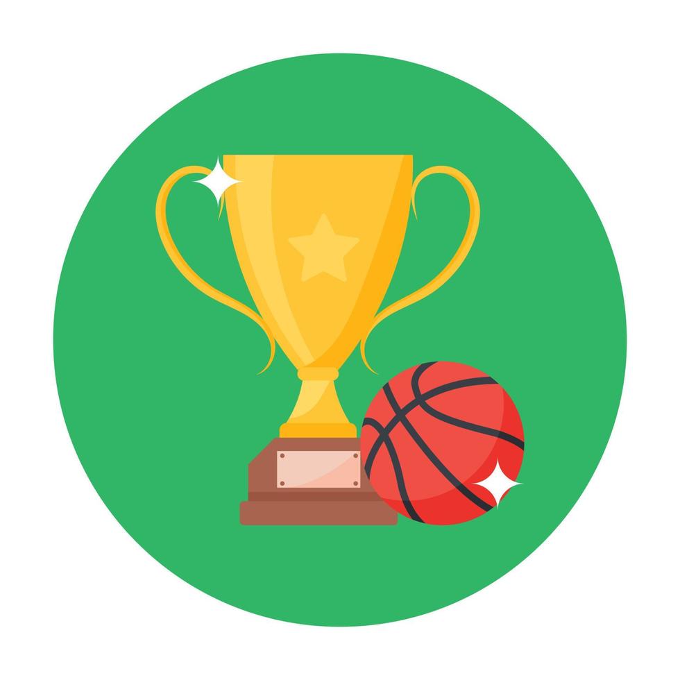 Basketball trophy icon style, winning cup, vector