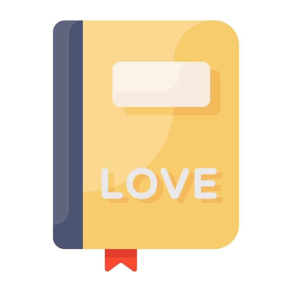Romantic book, flat icon of love notebook vector