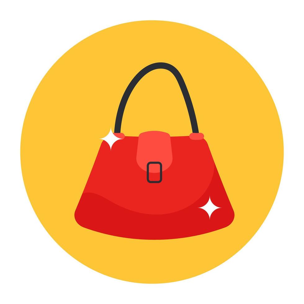 A small bag with strip, handbag icon in flat vector