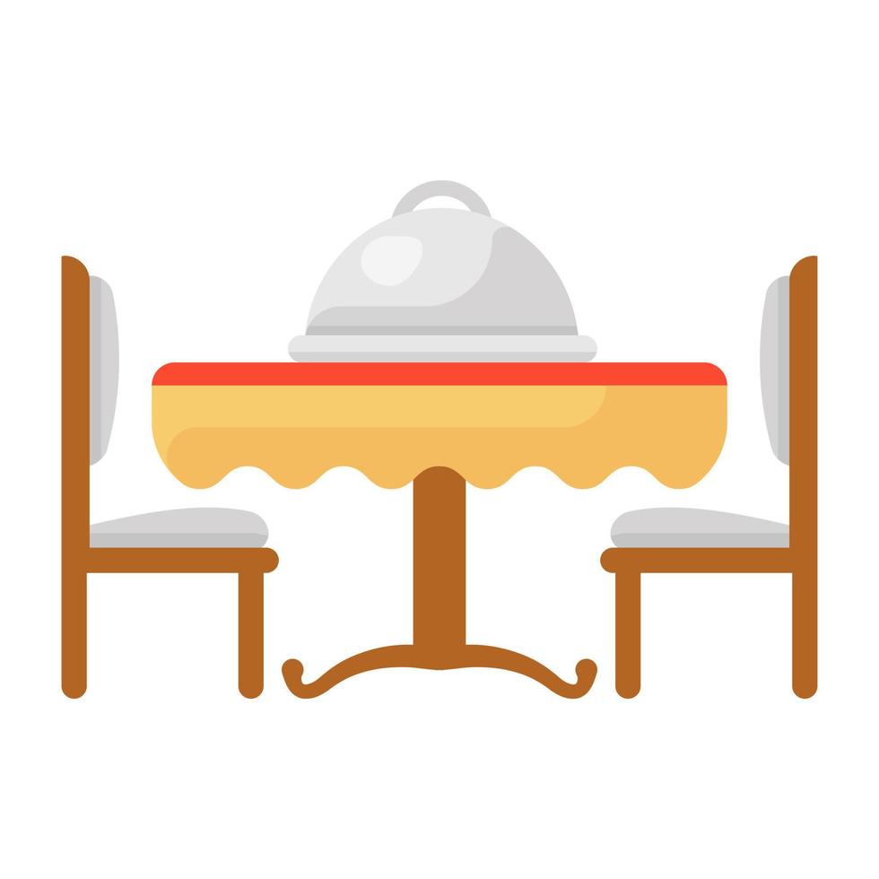 Romantic dinner arrangements icon in flat style vector