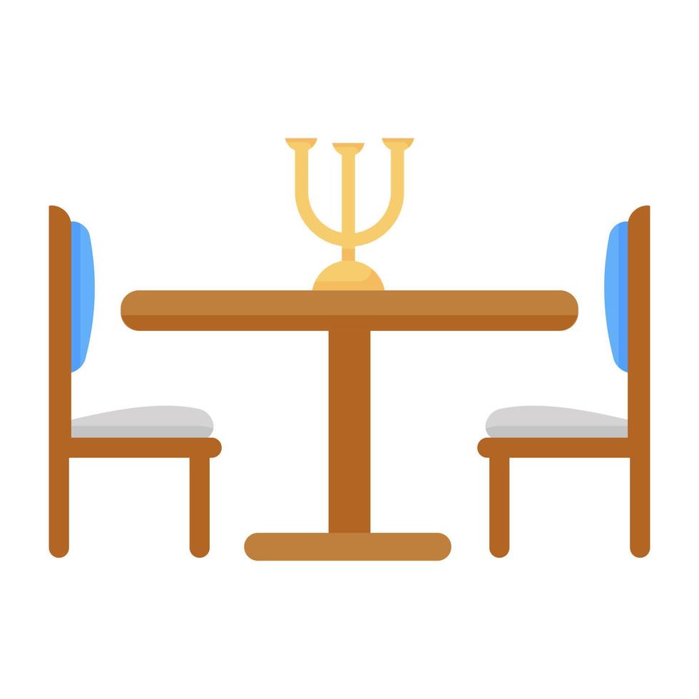 Romantic dinner arrangements icon in flat style vector